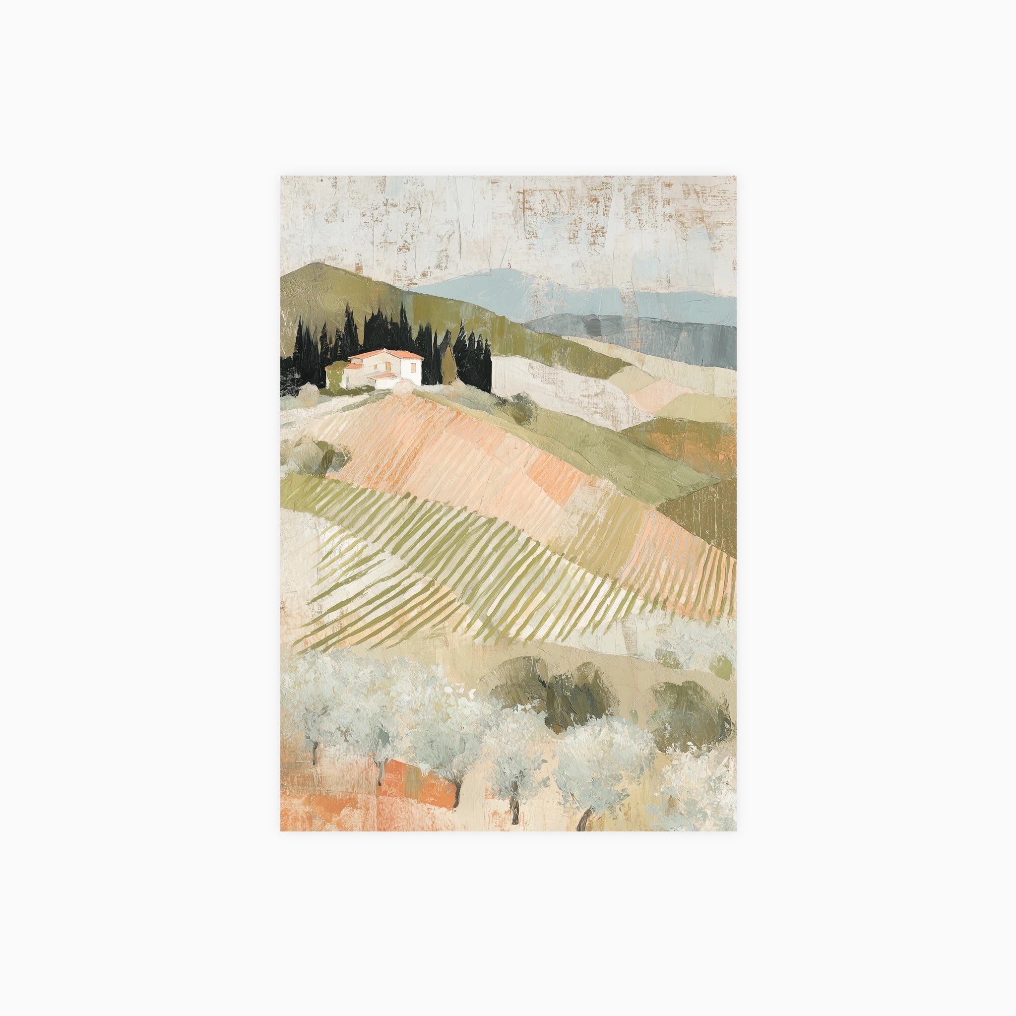Tuscan Vineyard with Cypress Poster