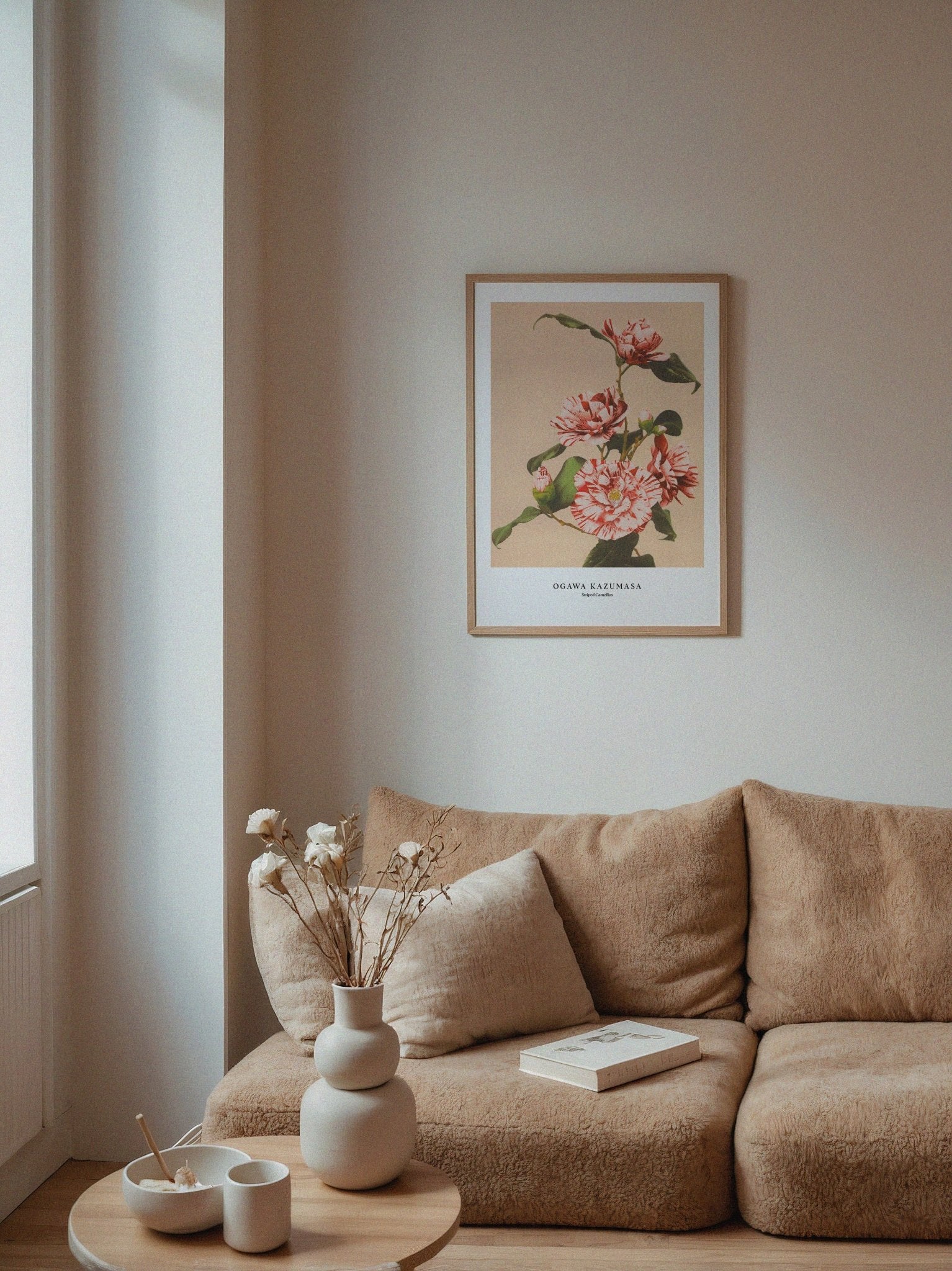 Striped Camellias Poster