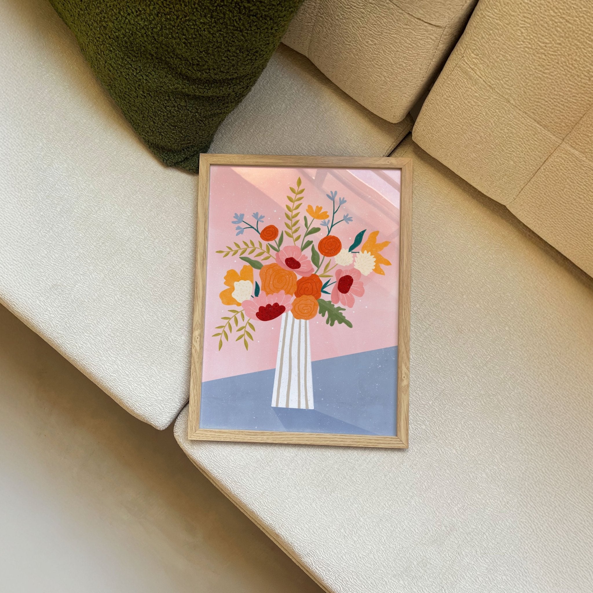 Line Vase with Flowers Poster