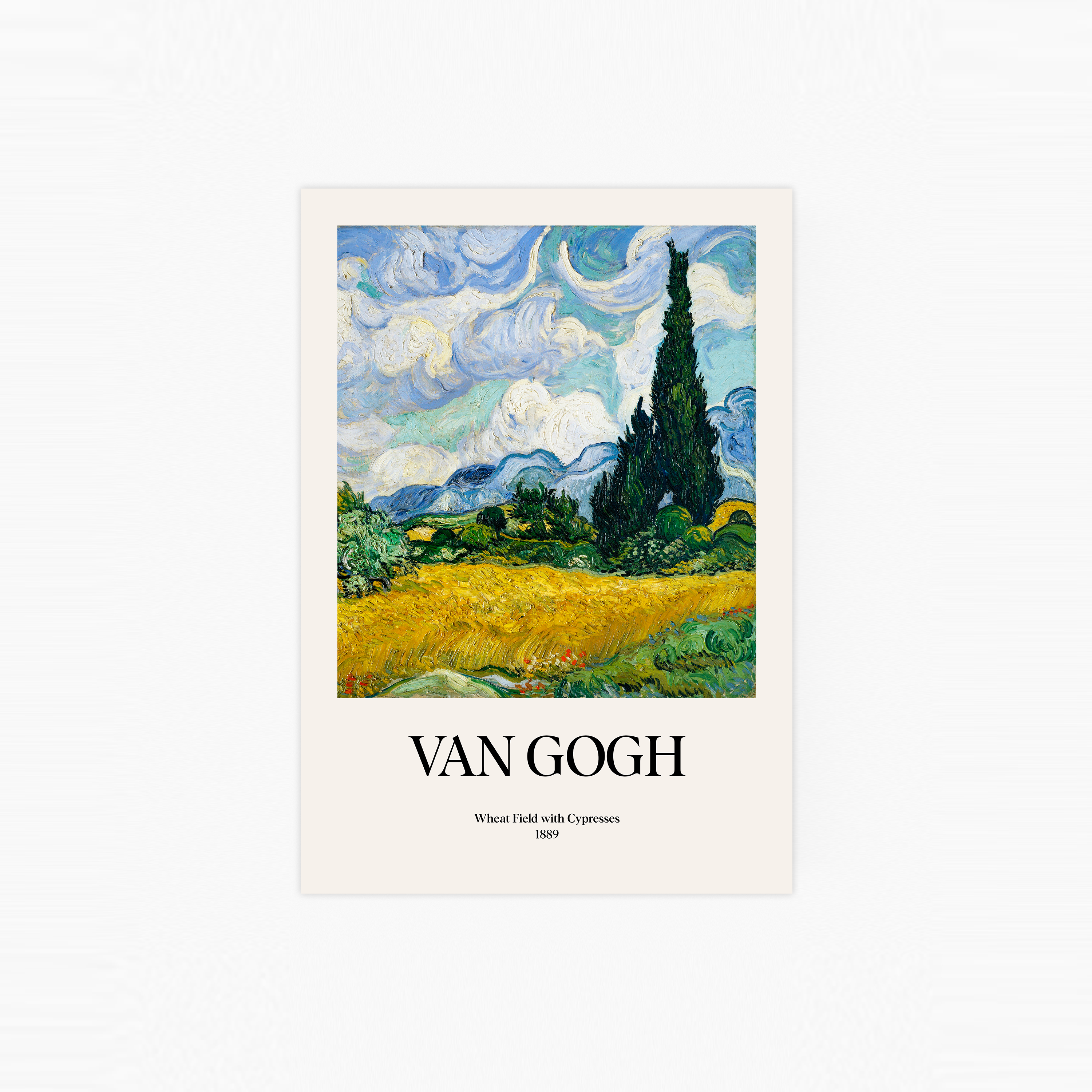 Wheat Field with Cypresses Poster