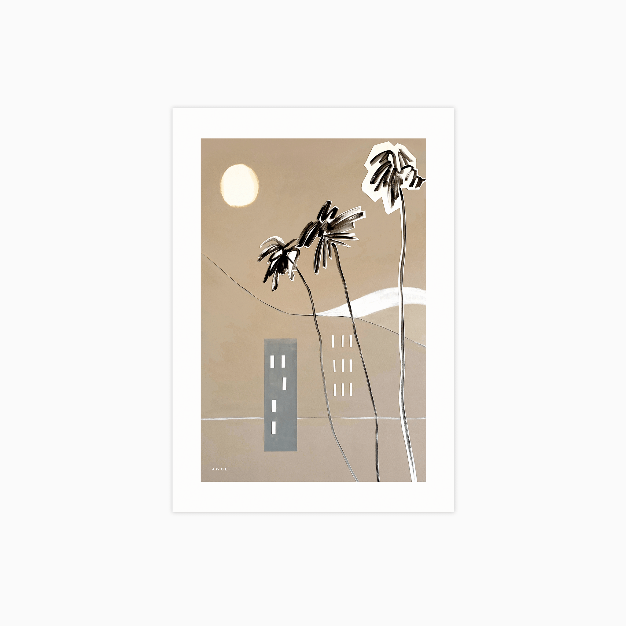 Snowy Alps and Palm Trees Poster