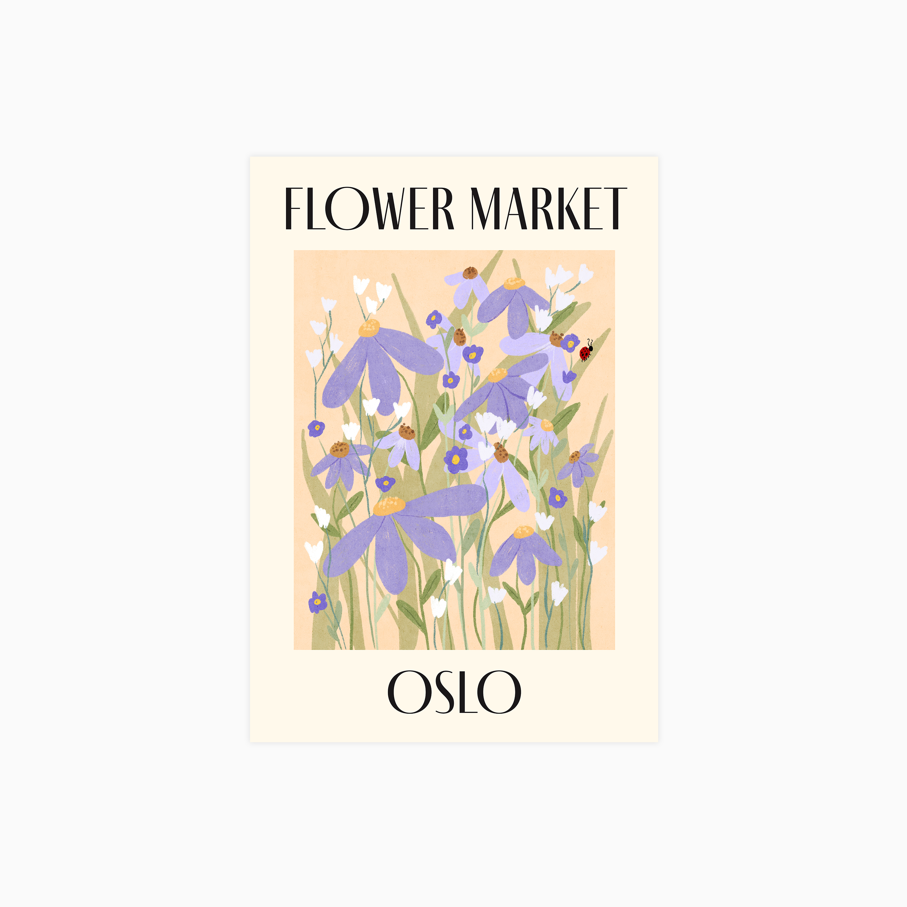 Oslo Flower Market Norway Travel Poster